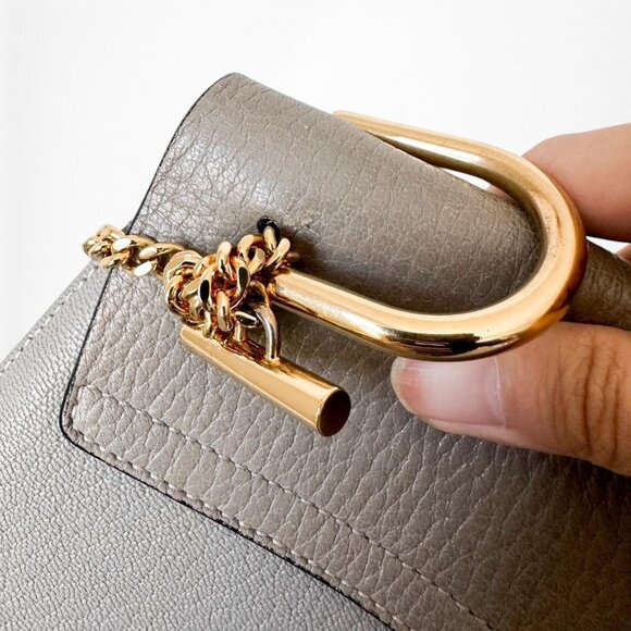 Chloe Drew Gray Gold Hardware Saddle Round Medium Size Leather Crossbody Bag - Picture 6 of 6